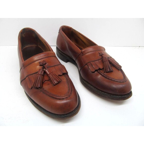 Allen Edmonds Newport Brown Leather Full Strap Tassel Loafers Mens Size 9 D main image 9